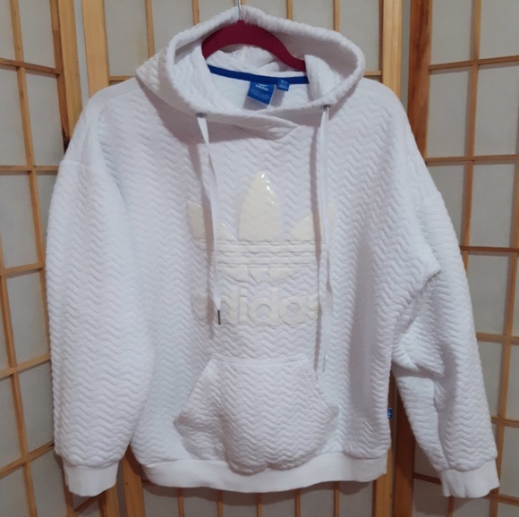 Sold💙Adidas Zig Zag Textured White Hoodie S - Picture 2 of 5